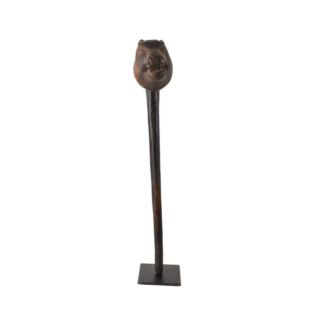 Early 20th Century Makonde Lion Staff On Custom Stand Tanzania For Sale - Image 4 of 7