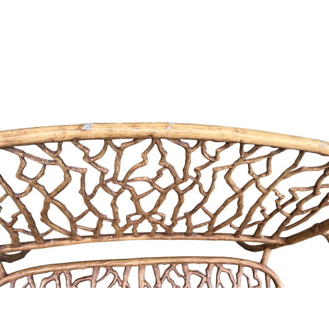 Late 20th-C. Faux Bois Metal Garden Bench or Settee For Sale - Image 14 of 16
