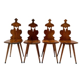 Vintage Brutalist Swiss Mountain Chairs, 1950s, Set of 4 For Sale