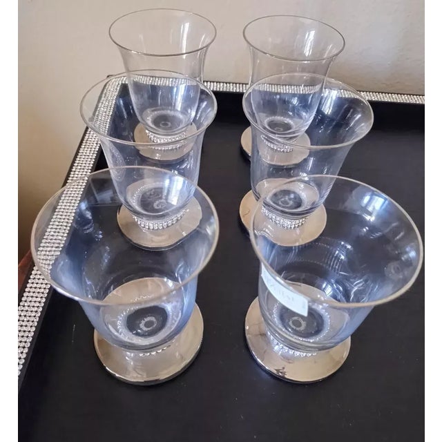 Transparent 24 Pieces, Low-Lead Crystal Cocktail Wine Glassware Stemware Set Platinum Swarovski Handmade France For Sale - Image 8 of 14