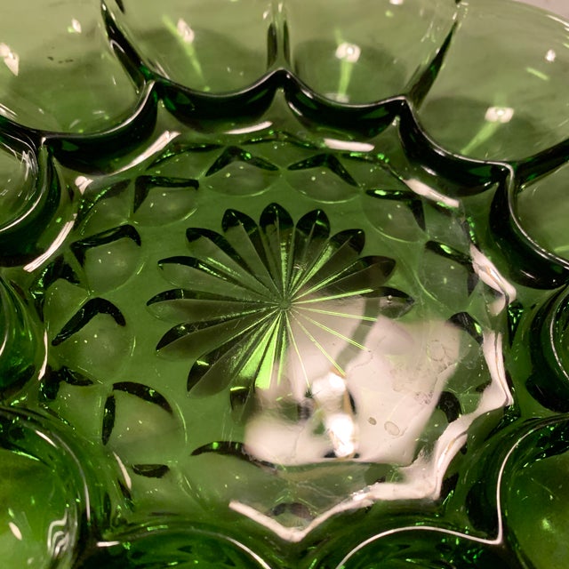 Avocado Vintage Avocado Green Glass Egg Plate For Sale - Image 8 of 8