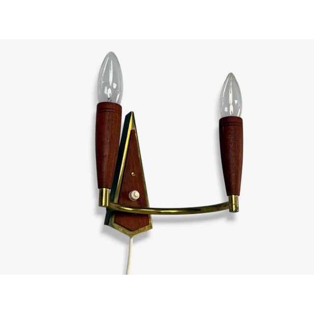 1960s Danish Modern, Teak, Brass, Wall Light, Denmark, 1960s For Sale - Image 5 of 6