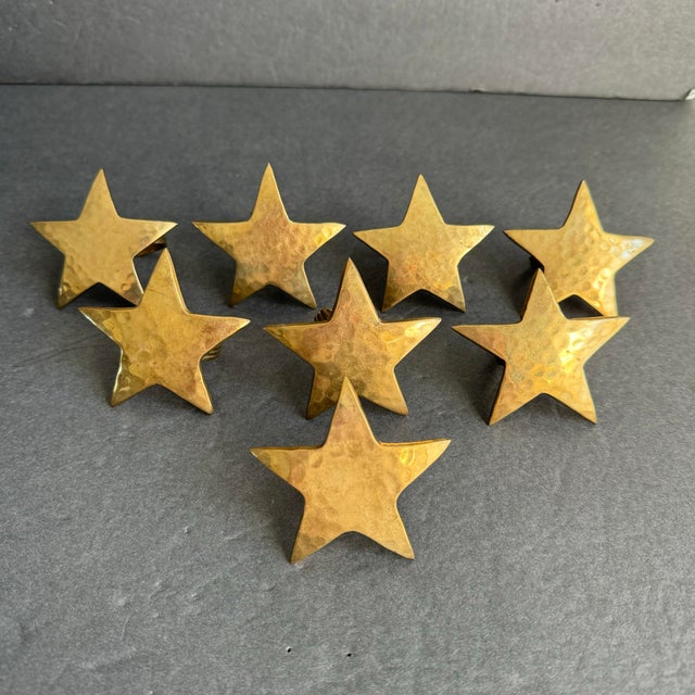 Vintage Brass Star Napkin Ring Holder Set Of 8 Holiday Entertaining A fun set for your table decor, great for all year round.