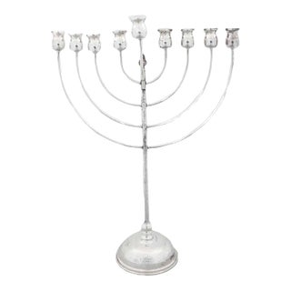 Sterling Silver Hammered Menorah For Sale