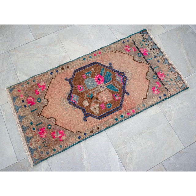 Turkish Hand Made Small Rug Doormat Enrtyway Decor - 1'10" X 3'9" For Sale - Image 12 of 13