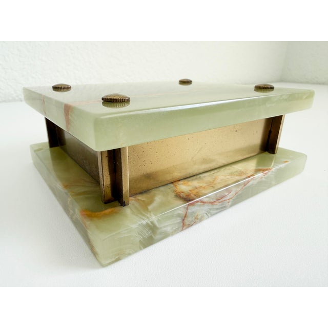 Art Deco Green Onyx & Bronze Smoking Box For Sale - Image 9 of 11