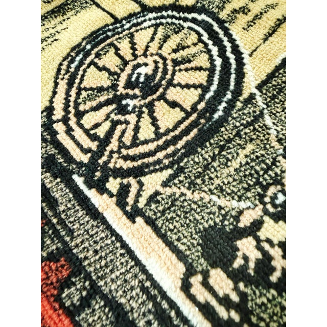 Mid 20th Century Large Vintage Belgian Jacquard Woven Wall Tapestry, Family Cottage Scene, 70" For Sale - Image 5 of 12