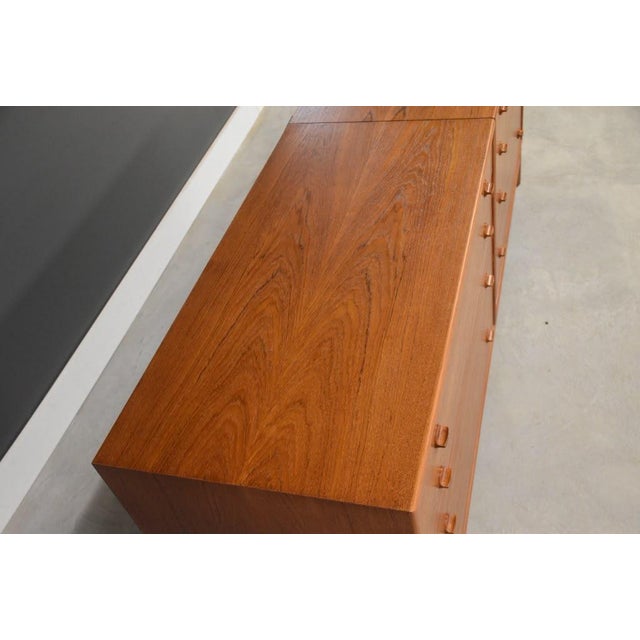 Brown 1960s Refinished John Stuart 76” Teak Long Dresser For Sale - Image 8 of 10