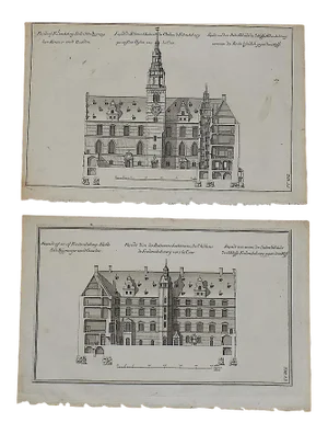 Antique 18th C. Copperplate Engravings-Architectural Facades -Imperial Folio - a Pair