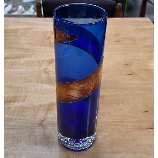 Mid-Century Modern Vintage Italian Decorative Blue Vase 1980s For Sale - Image 3 of 7