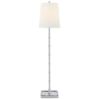 Visual Comfort Signature Grenol Buffet Lamp in Polished Nickel with Linen Shade For Sale