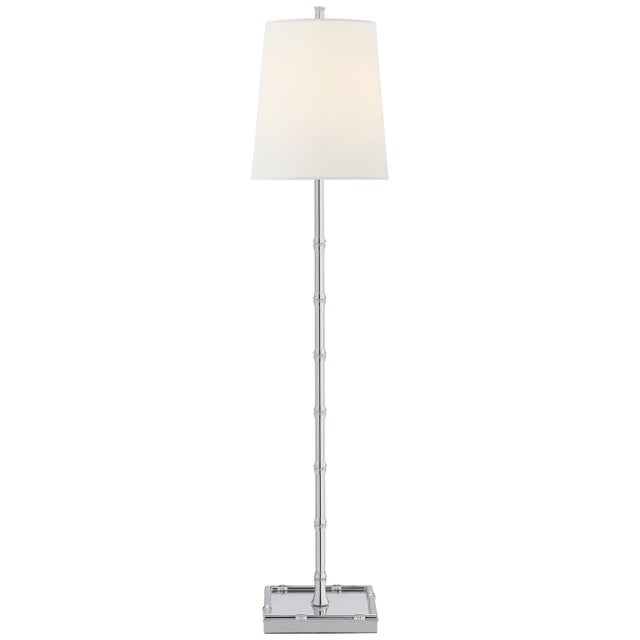 Visual Comfort Signature Grenol Buffet Lamp in Polished Nickel with Linen Shade For Sale