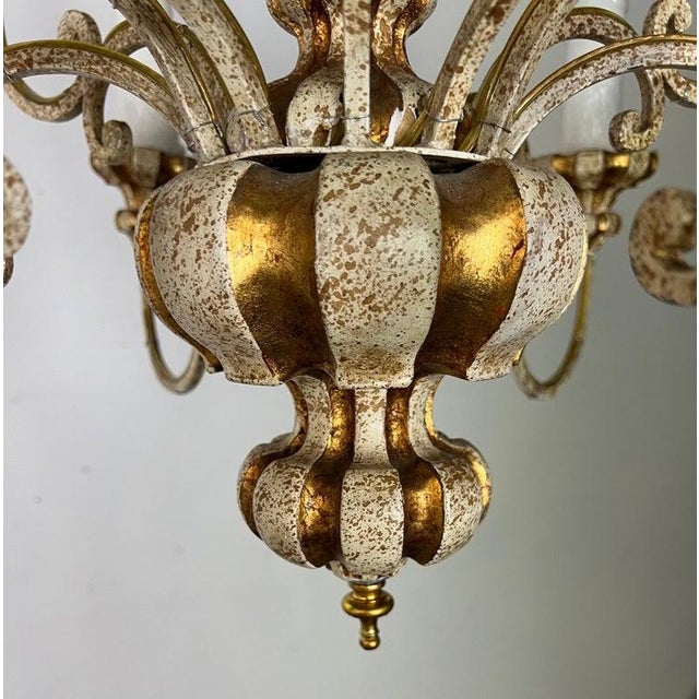 Italian 1930s Italian (12) Light Painted & Parcel Gilt Chandelier For Sale - Image 3 of 11