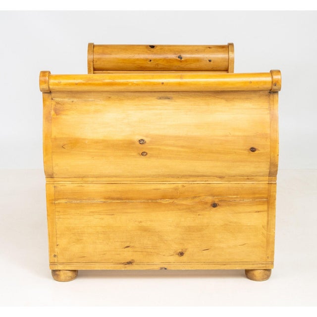 Brown English Pine Sleigh Bed Frame For Sale - Image 8 of 10
