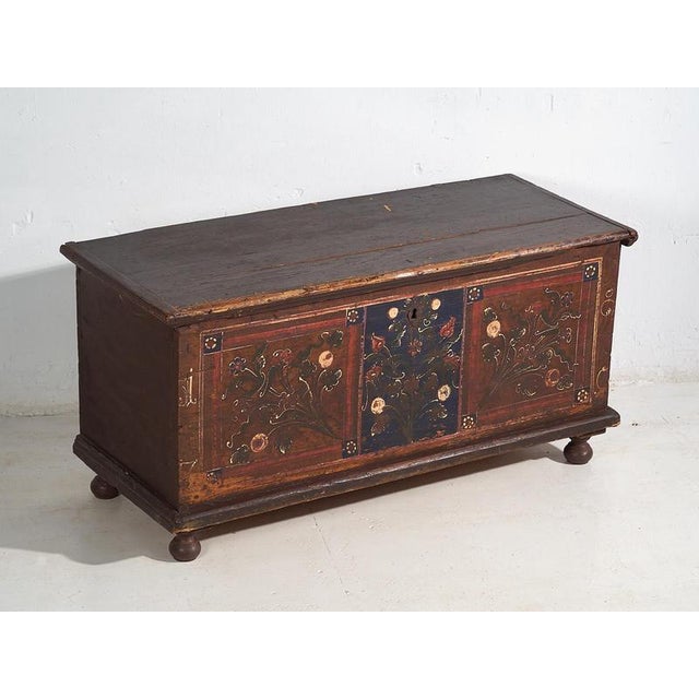 Painted Chest with Floral Details, 1870s For Sale - Image 3 of 18