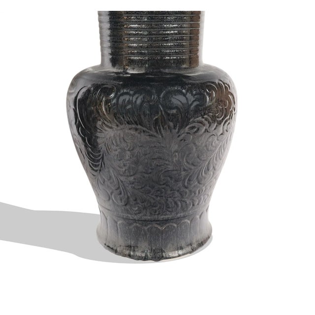 Late 20th Century Late 20th Century Chinese Black Glazed Porcelain Dragon Vases – A Pair For Sale - Image 5 of 12