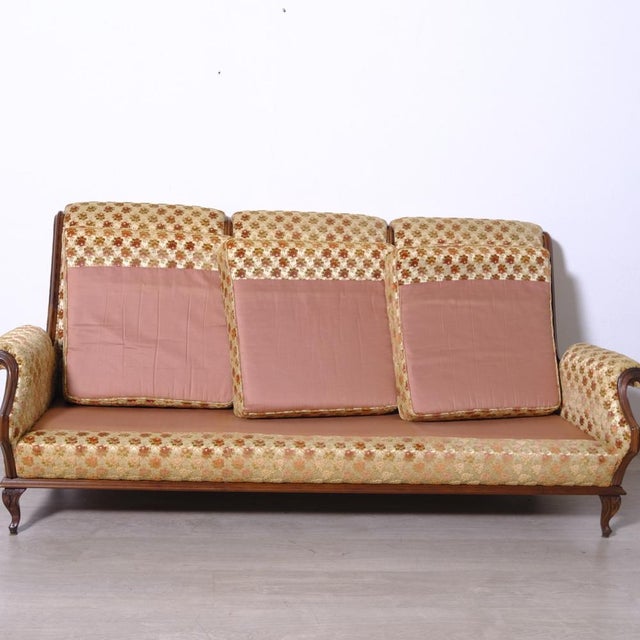 Vintage Regency Italian Three-Seater Velvet Sofa, 1950s For Sale - Image 12 of 18