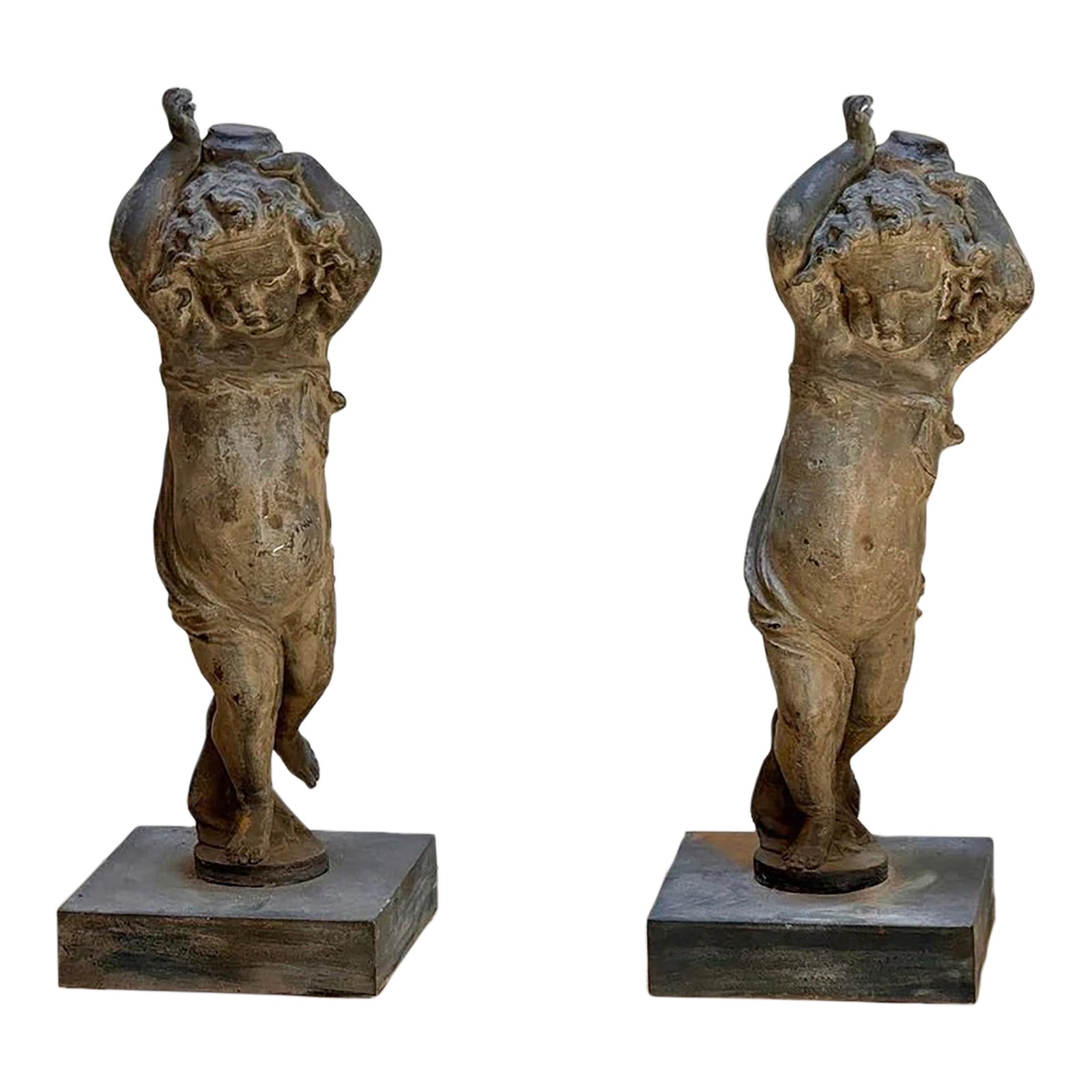Pair of 18th-Century English Lead Putti | Chairish