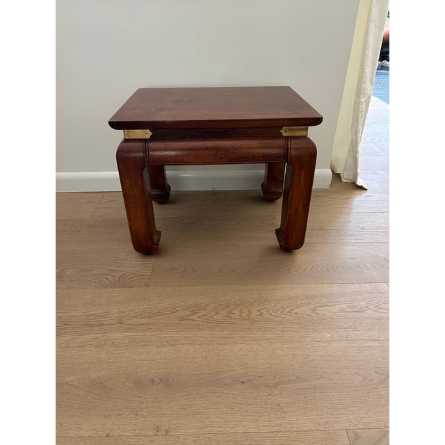 Mid 20th Century Ming Style Wood End Table With Brass Accents For Sale - Image 9 of 9