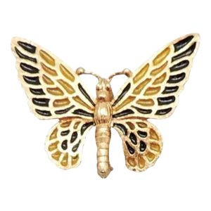Vintage Circa 1971 Napier Black Yellow Plique-a-Jour Butterfly Brooch