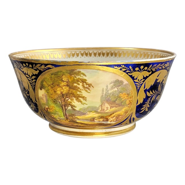 Late Georgian Derby Cabinet Bowl with English and Italian Views, 1800s For Sale
