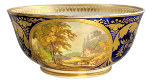 Late Georgian Derby Cabinet Bowl with English and Italian Views, 1800s