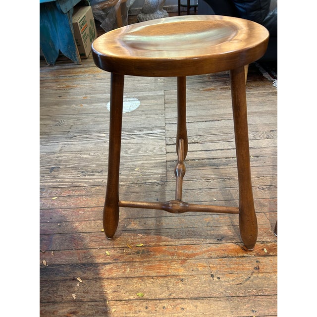 1970s Solid Birch Three Legged Mortised & Tenon Stool by Hale of Vermont -a Pair For Sale - Image 5 of 11