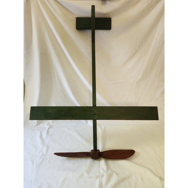 Mid 20th Century Vintage 1940's Wooden Handmade Folk Art Aviation Airplane Weathervane For Sale - Image 5 of 11