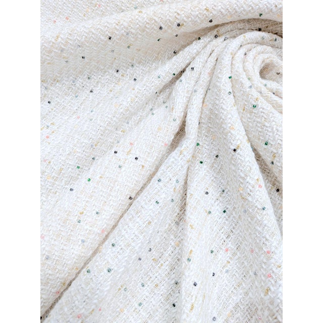 Vintage Hollywood Regency Voyage Maison Glass Bead Embellished "Sprinkle" Boucle Tweed Fabric- 7 Yards For Sale In Los Angeles - Image 6 of 7