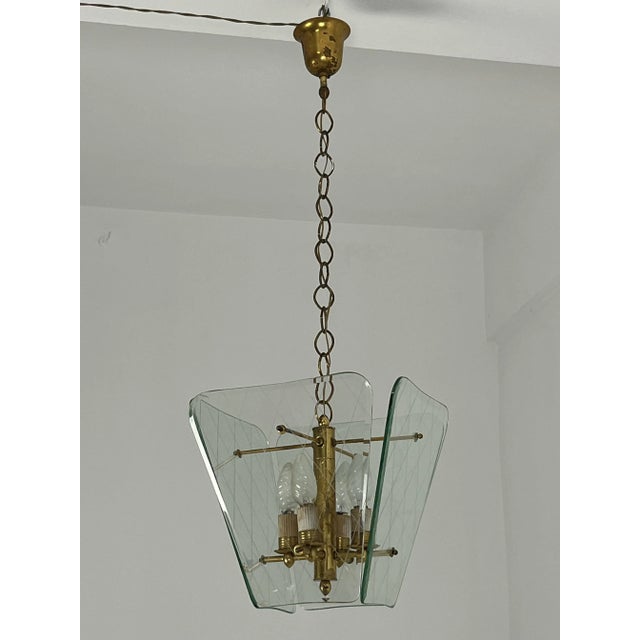 Mid-Century Modern Murano Glass and Brass Pendant from Fontana Arte, 1940s For Sale - Image 11 of 11