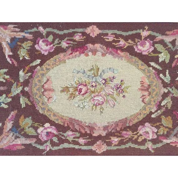 Vintage floral Needlepoint a Common Americana Theme with French influence. framed 32 x 14 Very good condition.