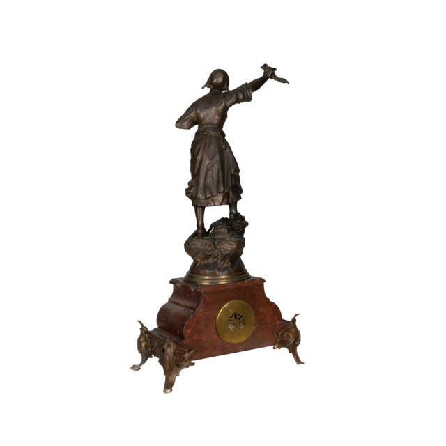 Napoleon III Mantel Clock in Red Marble, 19th Century For Sale - Image 3 of 8
