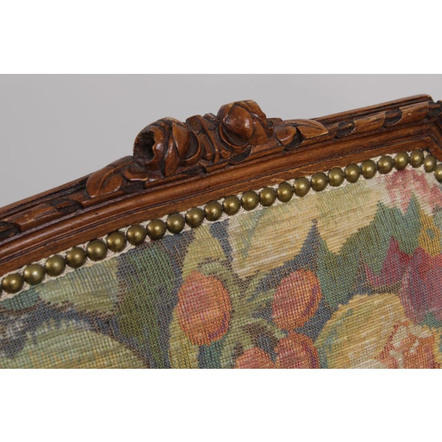 Brown Antique French Style Needlepoint Wing Chair For Sale - Image 8 of 13