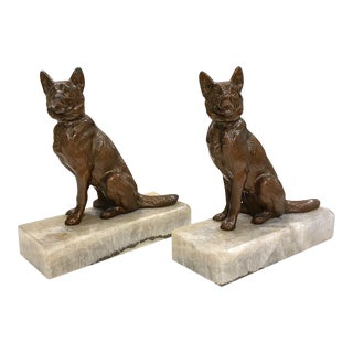 1930s Bronze German Shepherd Bookends - a Pair For Sale