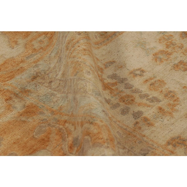 Beige Rug & Kilim’s Agra Style Rug in Beige and Amber With Floral Patterns For Sale - Image 8 of 9