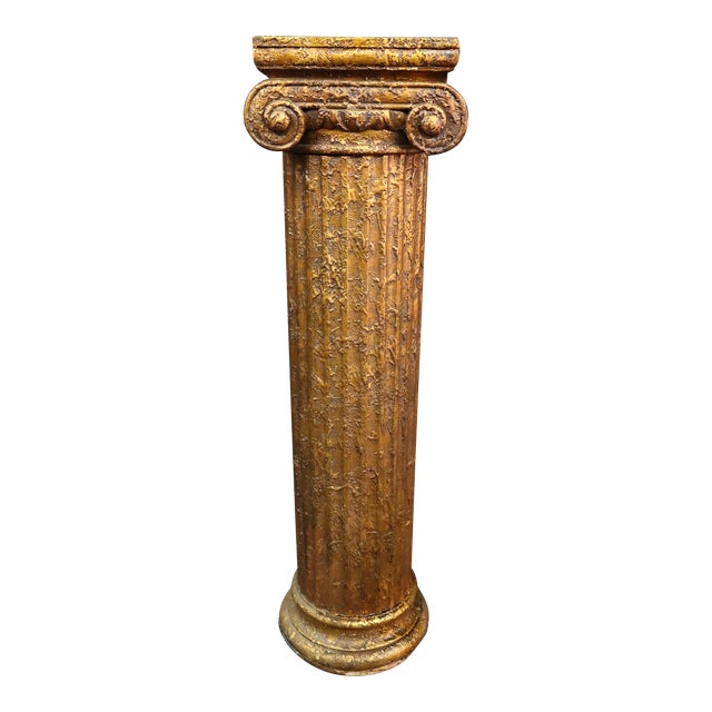 Gilded Corinthian Column Pedestal Chairish