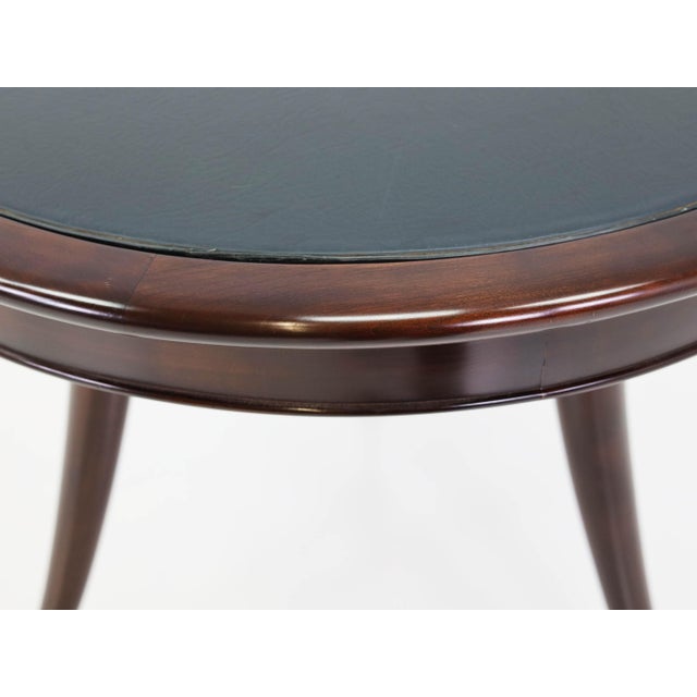 Animal Skin 3-Legged Center Table with Swivel Top in Walnut and Leather by Paolo Buffa, Italy, 1940s For Sale - Image 7 of 9