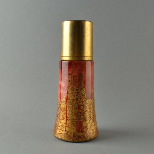 American Cocktail Shaker in Red and Gilded Parchment by Aldo Tura, 1950s For Sale - Image 3 of 11