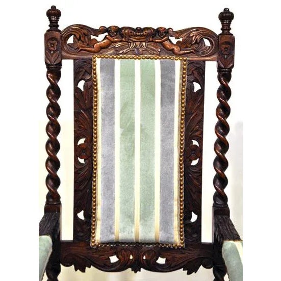 Wood Antique Barley Twist Chairs - a Pair For Sale - Image 7 of 9
