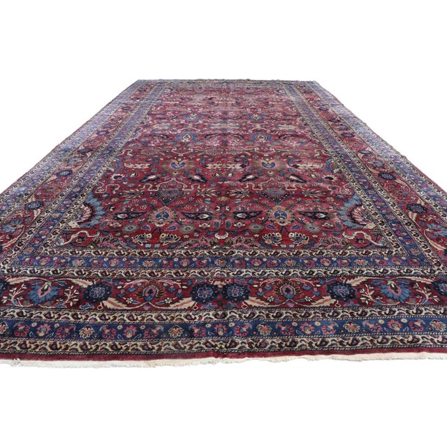Victorian Antique Persian Mashhad Rug - 10'05 X 18'11 For Sale - Image 3 of 9