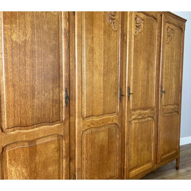 Brown Vintage French Louis XVI Style Wardrobe in Oak For Sale - Image 8 of 13