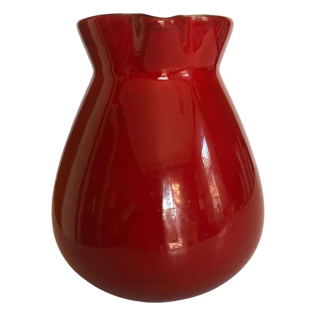 Vintage French Ceramic Pitcher in Rich Crimson Red Glaze For Sale - Image 4 of 9