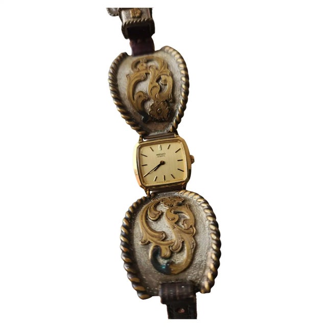 1970s Western Watch Sterling Silver Leather Band For Sale - Image 14 of 18