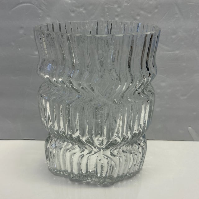 Beautiful textured oval Rosenthal glass vase. Signed.