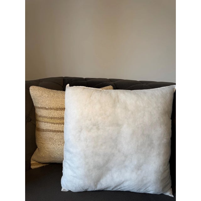 Textile Turkish Hemp Pillow, Ivory Taupe Multi-Stripe Cushion, Handwoven Anatolian Pillow With Insert, 16x16 In For Sale - Image 7 of 8