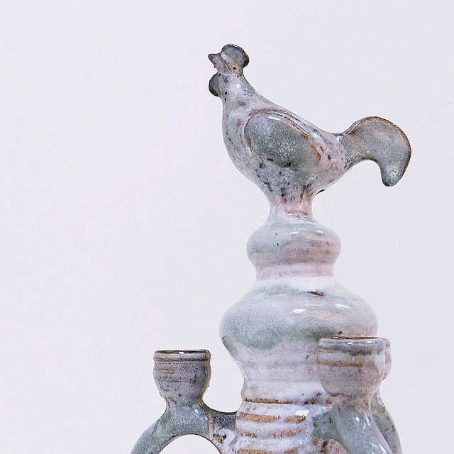 Jacques Pouchain Three-Light Candlestick in Glazed Ceramic by Jacques Pouchain For Sale - Image 4 of 14