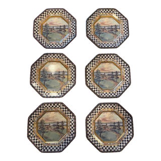 1990s MacKenzie-Childs MacLachlan Dinner Plates, Set of Six Second Edition 1991 For Sale
