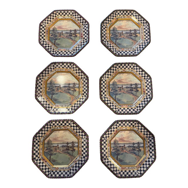 1990s MacKenzie-Childs MacLachlan Dinner Plates, Set of Six Second Edition 1991 For Sale