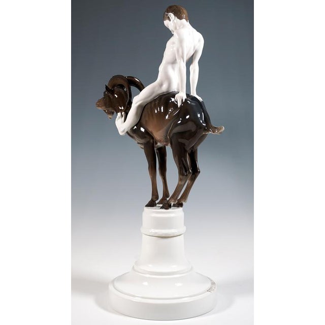Large Capriccio Boy on Ibex in Porcelain from Rosenthal Selb, Germany, 1910s For Sale - Image 6 of 10