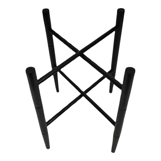 Vintage Folding Black Wooden Tray Table Stand For Sale